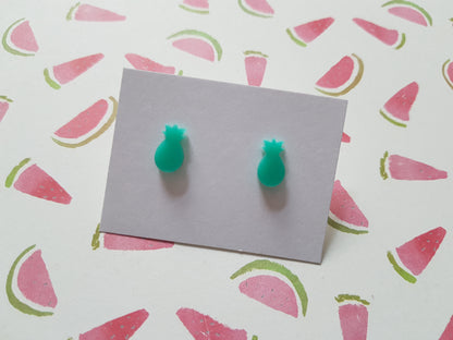 pineapple stud earrings - aqua