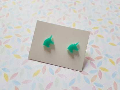 unicorn stud earrings - aqua