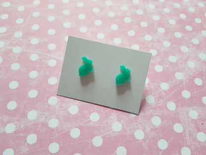 rabbit stud earrings - aqua