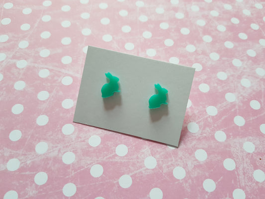 rabbit stud earrings - aqua