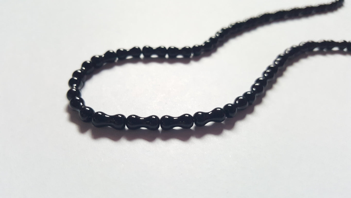 8mm glass bone beads - black