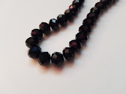 10mm glass rondelle beads - black