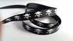 3m printed grosgrain ribbon - 9mm - skull & crossbones - black 