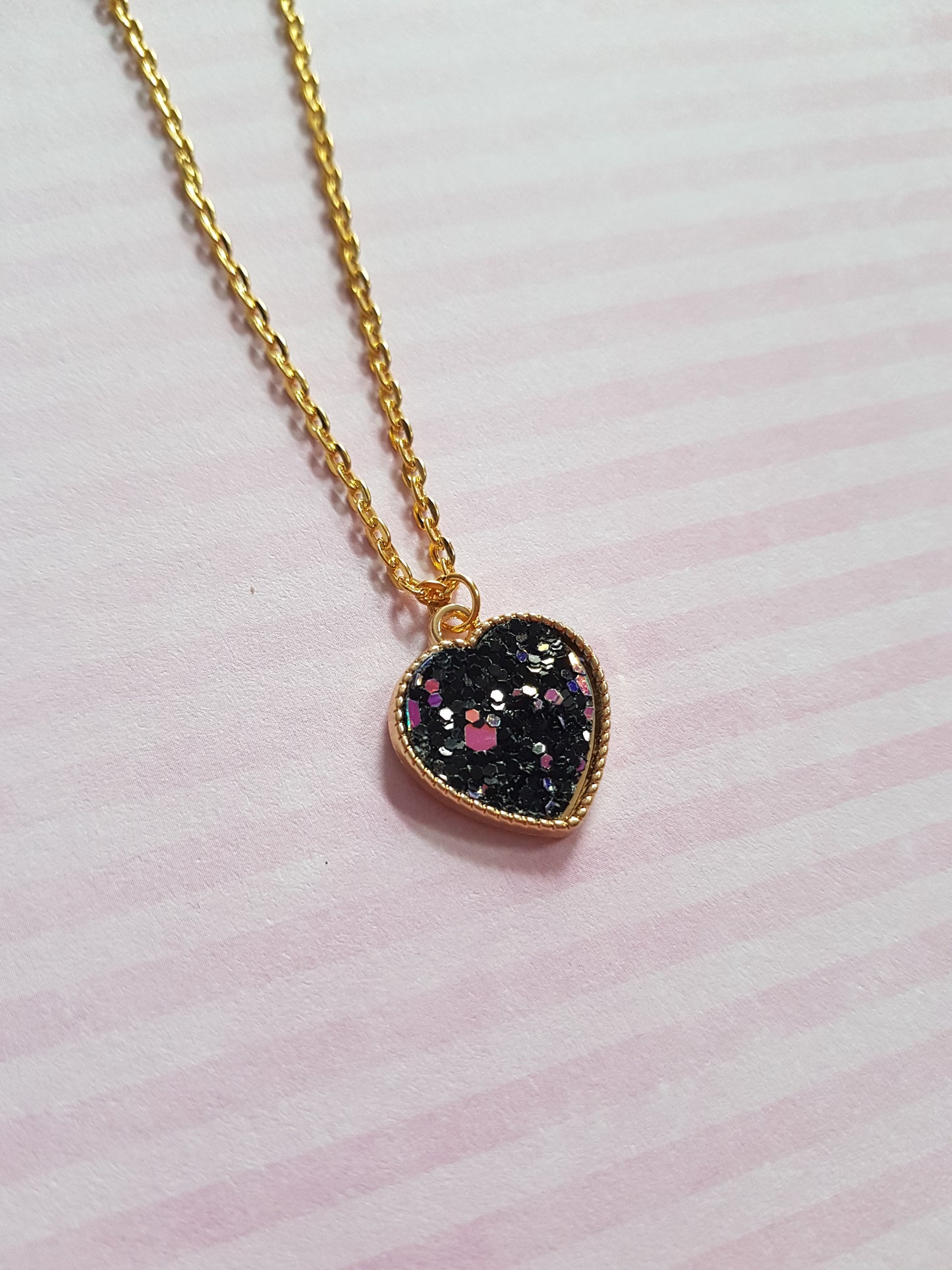 druzy heart necklace - black