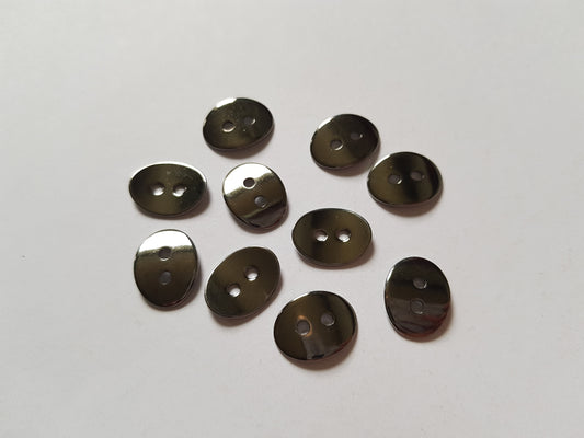 14mm brass oval buttons - black