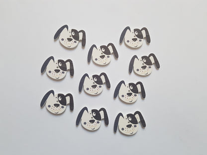 10 x 2-Hole Printed Wooden Buttons - 33mm - Dog - Black