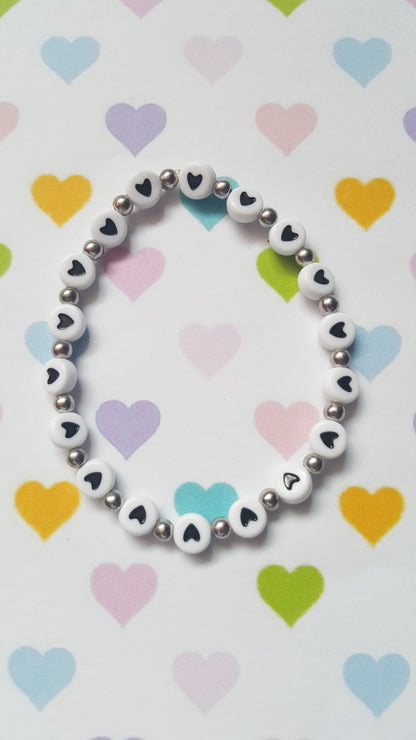 beaded heart coin bracelet - black 