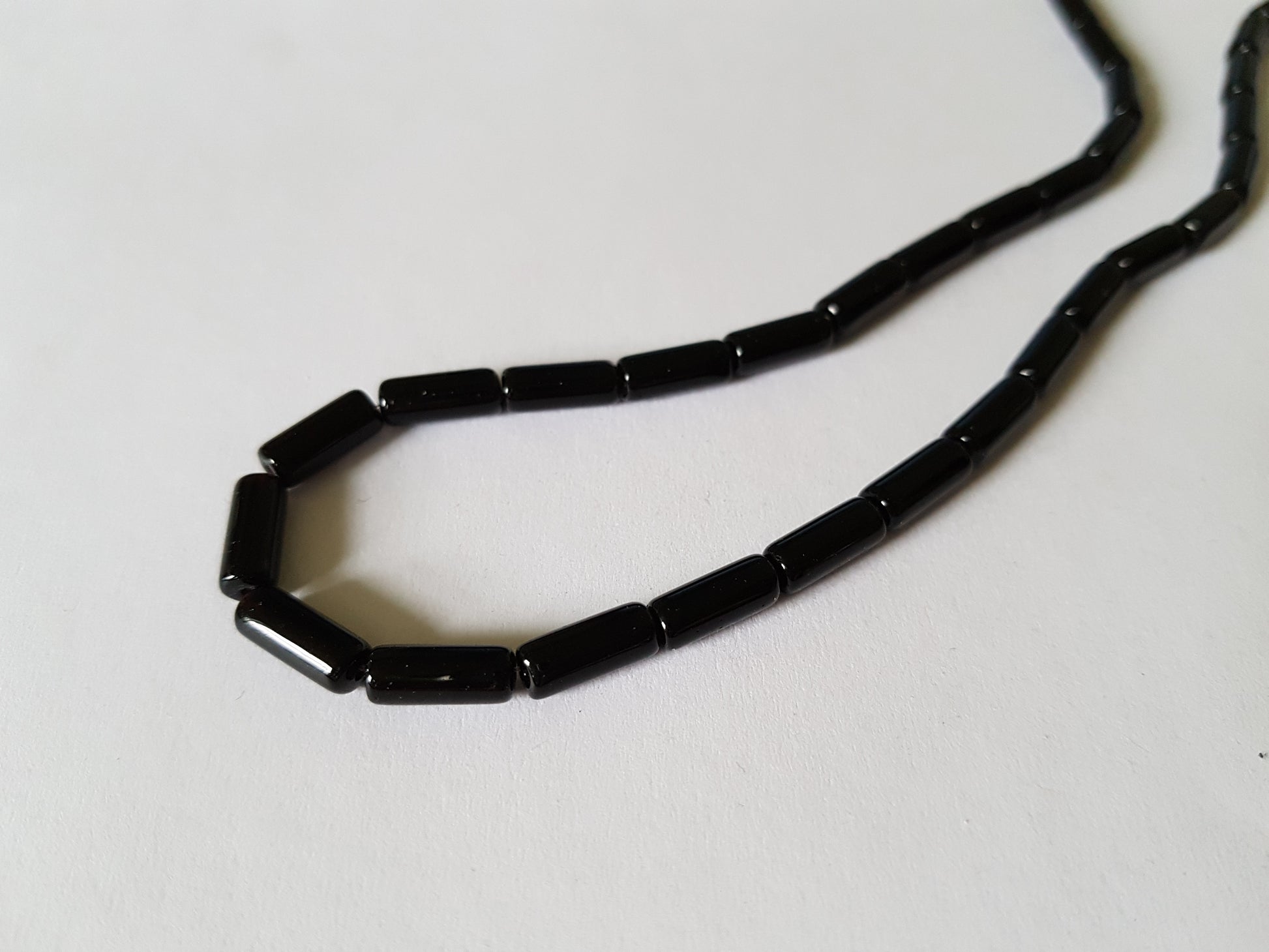 10mm glass tube beads - black