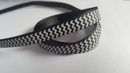 3m printed grosgrain ribbon - 9mm - chevron - black