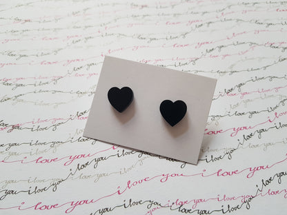 heart stud earrings - black