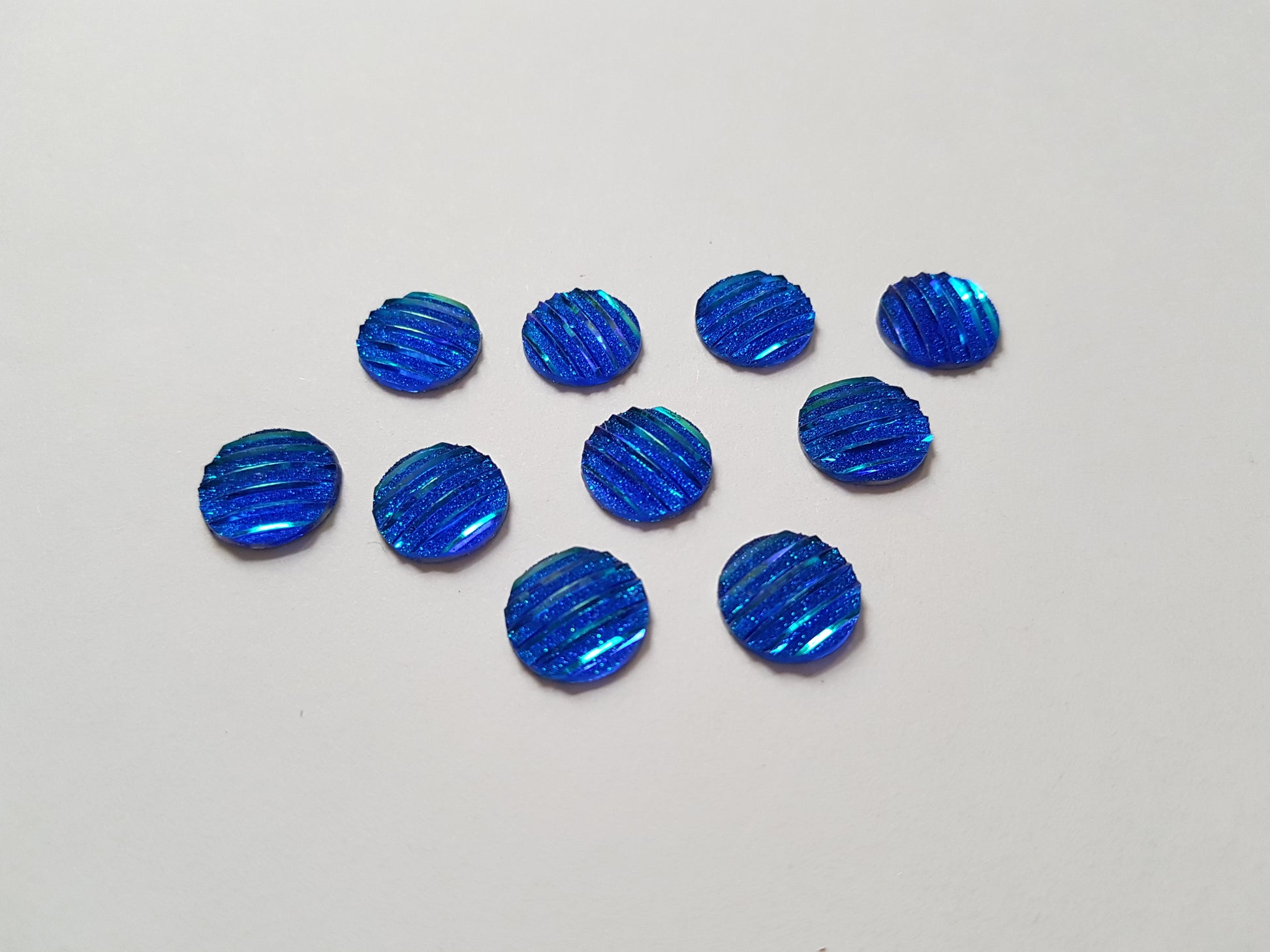 glitter round cabochons - blue 