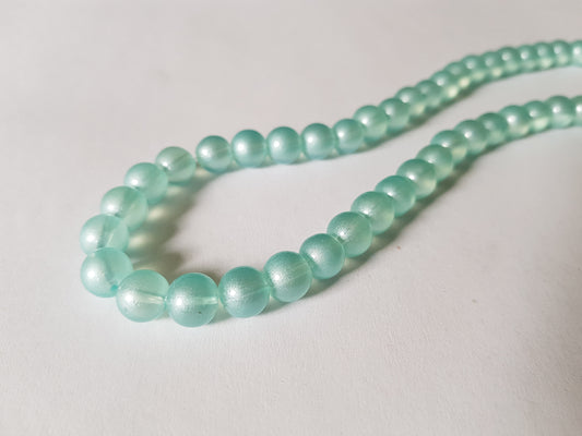 8mm pastel glass round beads - blue