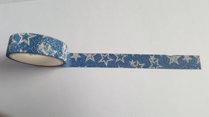 3m washi tape - 15mm - glitter - stars - blue