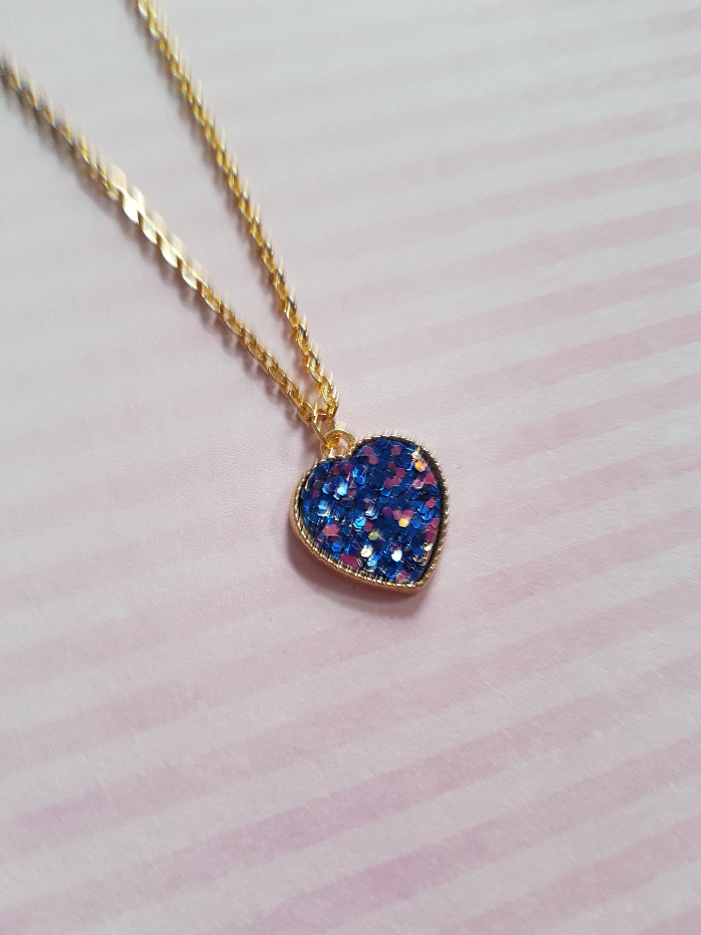 druzy heart necklace - blue