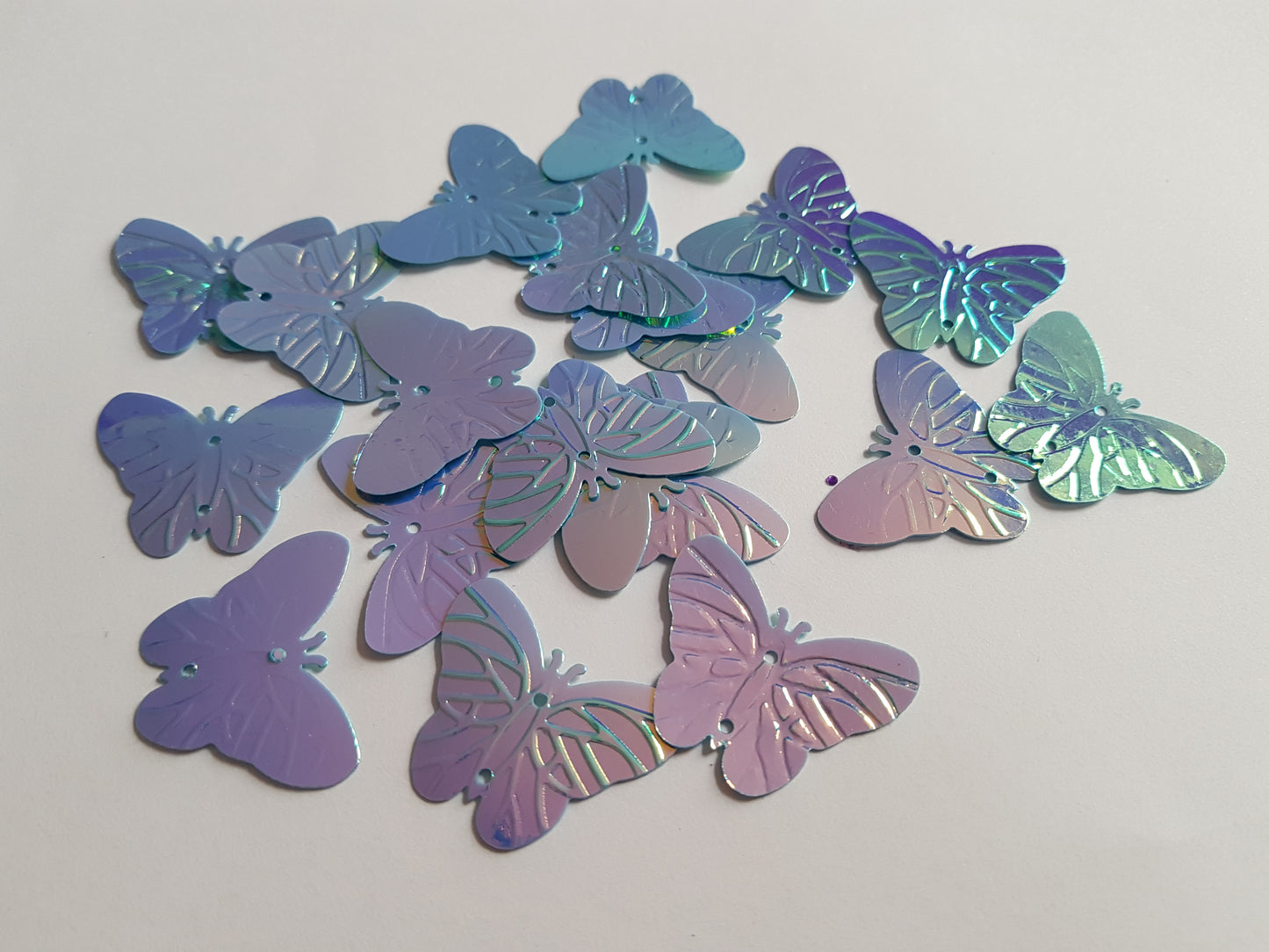 30mm AB plated butterfly sequins - blue