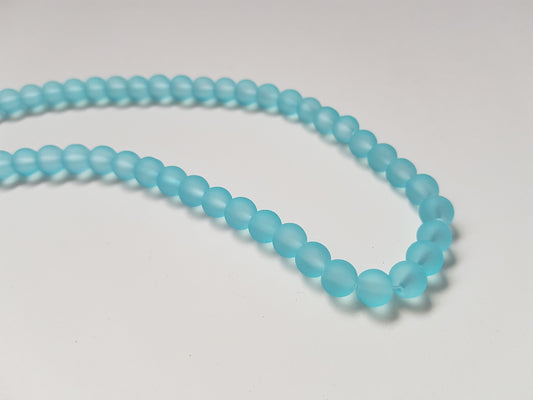 6mm frosted glass beads - blue