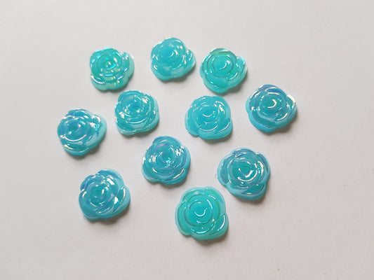 15mm acrylic rose cabochons - blue