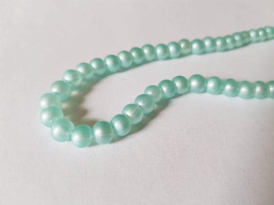 pastel glass round beads - blue 