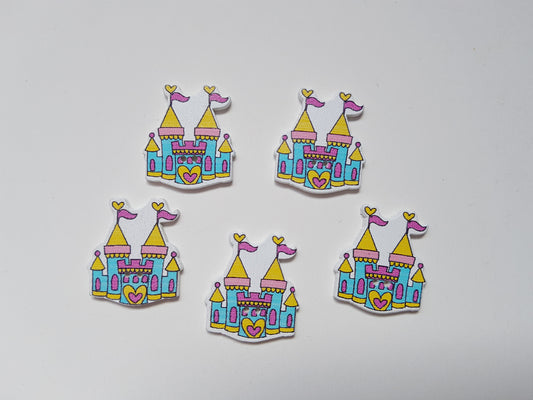 30mm wooden castle buttons - blue