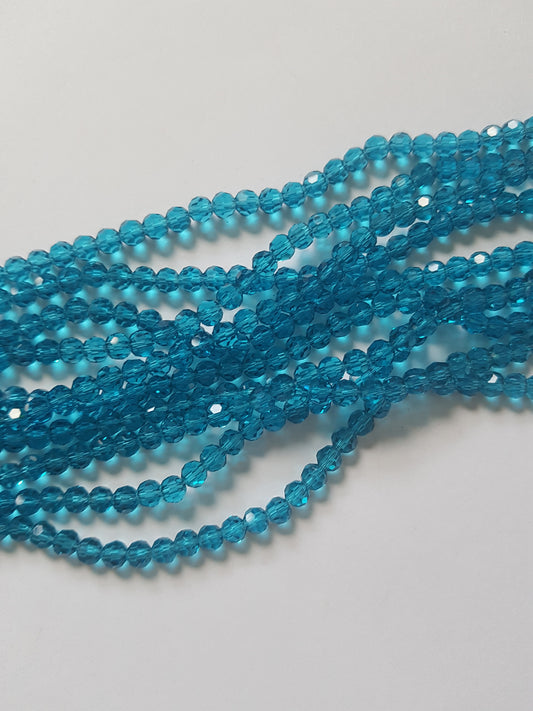 4mm faceted round glass beads - blue