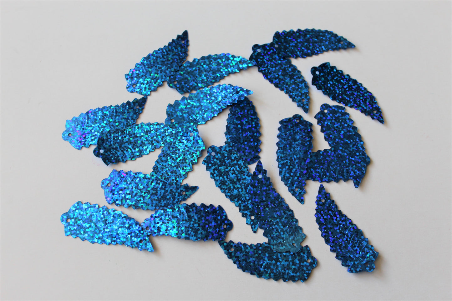 47mm holographic leaf sequins - blue