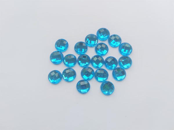 10mm acrylic rhinestones - faceted round - blue