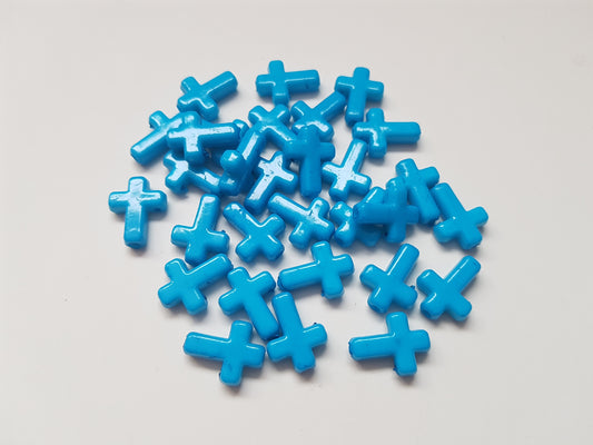 16mm acrylic cross beads - blue