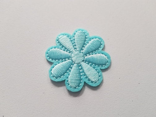 43mm iron-on flower applique - blue