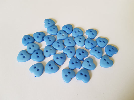 12mm acrylic heart buttons - blue