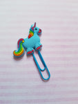 unicorn paper clip - blue 