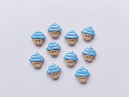 16mm 2-hole acrylic cupcake buttons - blue