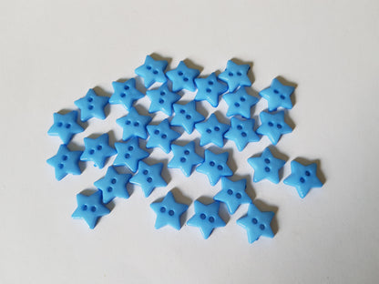 12mm acrylic star buttons - blue