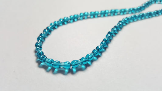 8mm glass bone beads - blue