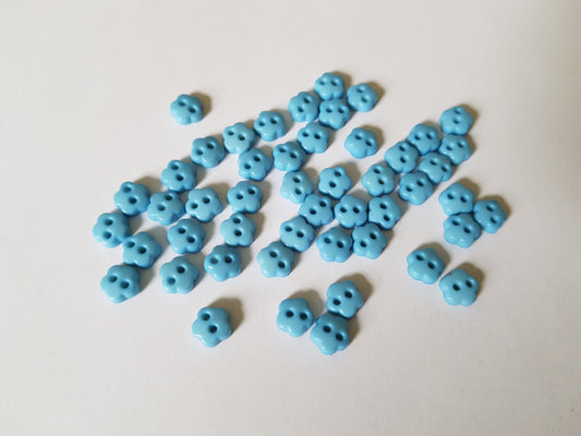 6mm flower buttons - blue