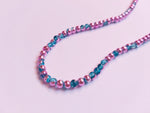 4mm half-plated crackle glass beads - blue (pink plating) 