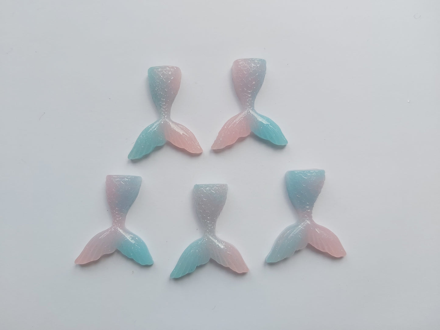 33mm resin mermaid tail cabochons - blue & pink