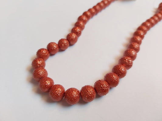 8mm matte effect glass pearl beads - brick red