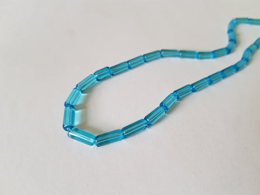 10mm glass tube beads - bright blue