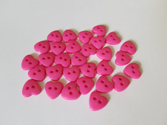 12mm acrylic heart buttons - bright pink