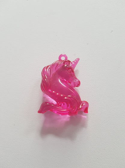 51mm acrylic unicorn pendant - bright pink 