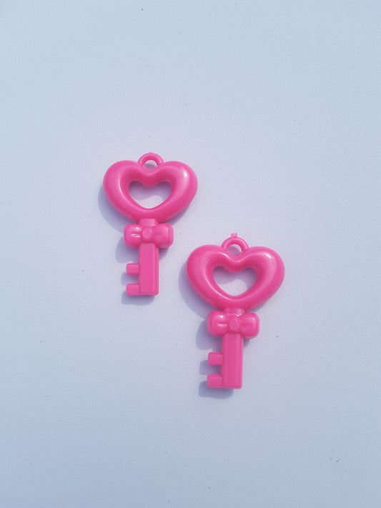 46mm acrylic key pendants - bright pink 