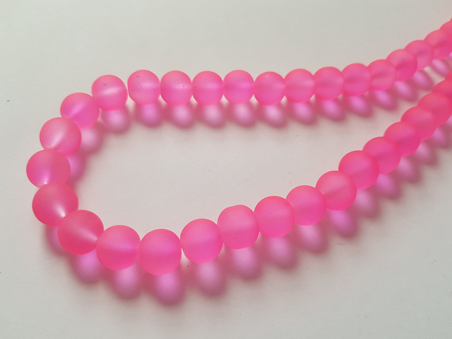 10mm frosted glass beads - bright pink