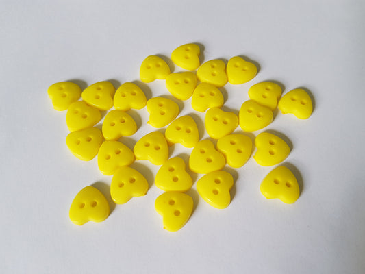 12mm acrylic heart buttons - bright yellow