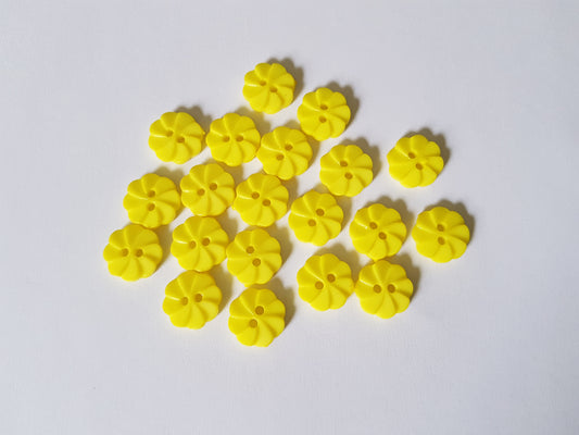 14mm acrylic flower buttons - bright yellow