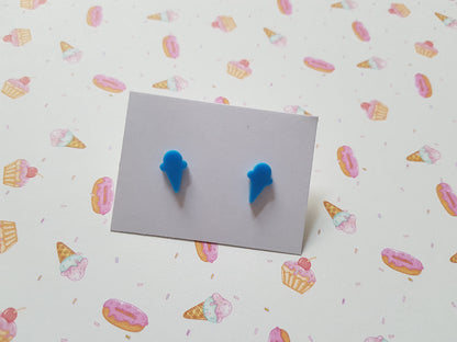 ice-cream cone stud earrings - royal blue