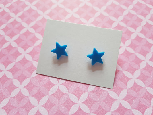 star stud earrings - bright blue