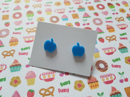 apple stud earrings - bright blue