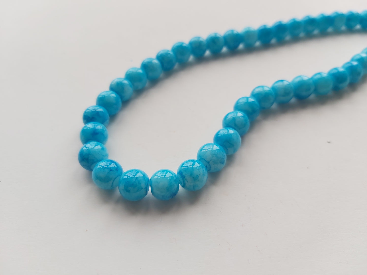 8mm mottled glass beads - bright blue