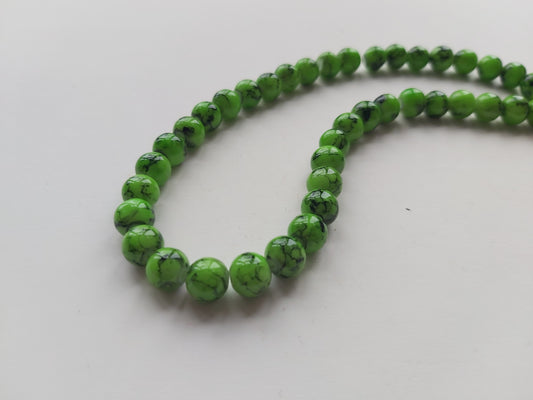 8mm mottled glass beads - bright green