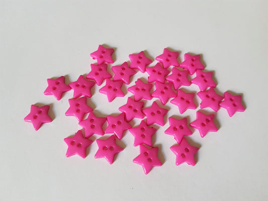 12mm acrylic star buttons - bright pink